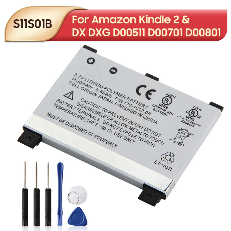 NEW Replacement Rechargeable Battery S11S01B 170-1012-00 For Amazon Kindle 2 & Kindle DX DXG D00511 D00701 D00801 1530mAh