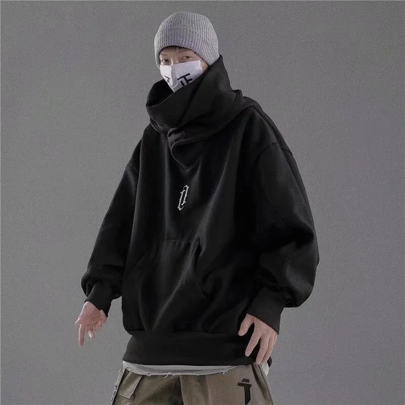 Dark Gothic Punk Hoodies Spring And Autumn Men's And Women's Hip Hop Hooded Turtleneck Sweater High Street Hooded Coat