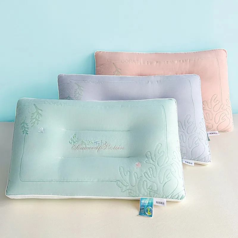 

Белковая подушка с вышивкой из морских водорослей, одна упаковка, универсальная подушка для спальни, студенческого общежития, сердечник