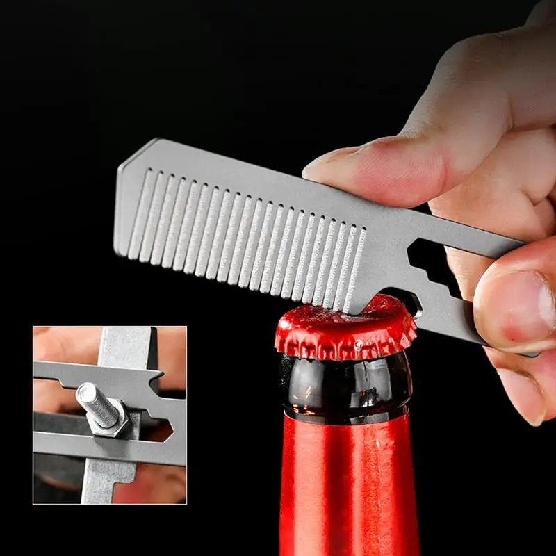 Titanium Alloy Comb For Oil Head Portable Hair Comb Portable Beard Mini Comb Bottle Opener Styling Comb For Men Outdoor