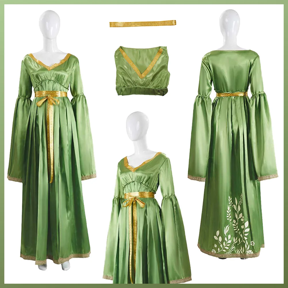 

Movie Space Battle Costume Princess Leia Cosplay Fantasy Clothing Green Wedding Dress Disguise Adult Women Fantasia Party Outfit