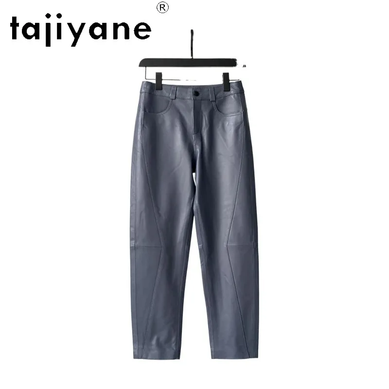 TAJIYANE Genuine Leather Pants Women Sheepskin Harem Pants of Women Slim‑fit Ankle-Length Pants Chic Pantalones Autumn Winter