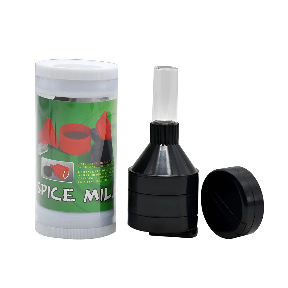 Hand Plastic Powder 43mm Hand Crank Spice Mill Funnel Food Bottle Container