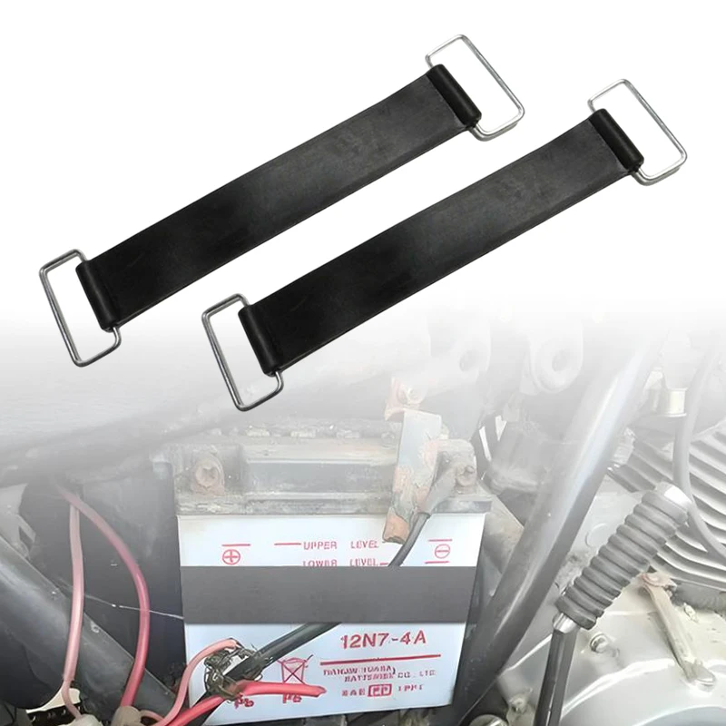 New 2pcs 18-23cm Motorcycle Rubber Battery Strap Holder Belt For All Motorcycles, Tricycles, Scooters