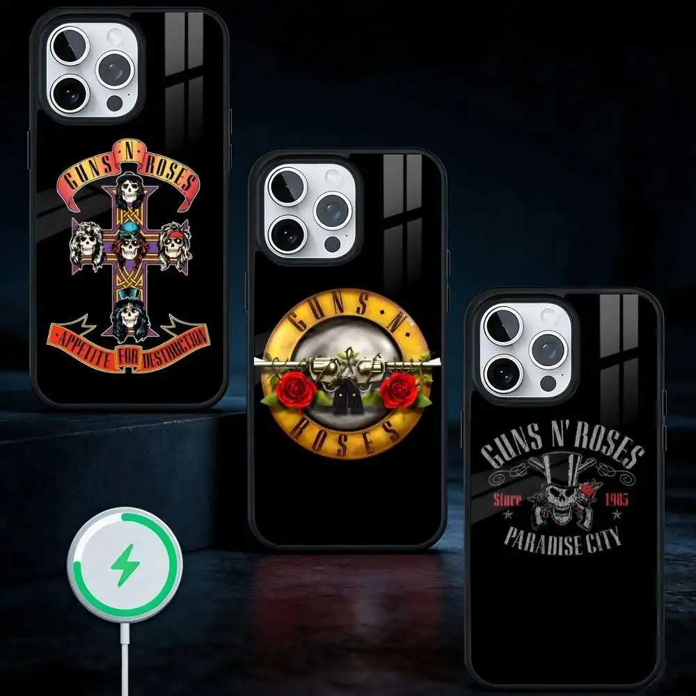 

Band G-Guns N Roses Phone Case For iPhone17,16,15,14,13 Plus,Pro Max Magnetic For Magsafe Wireless Charging