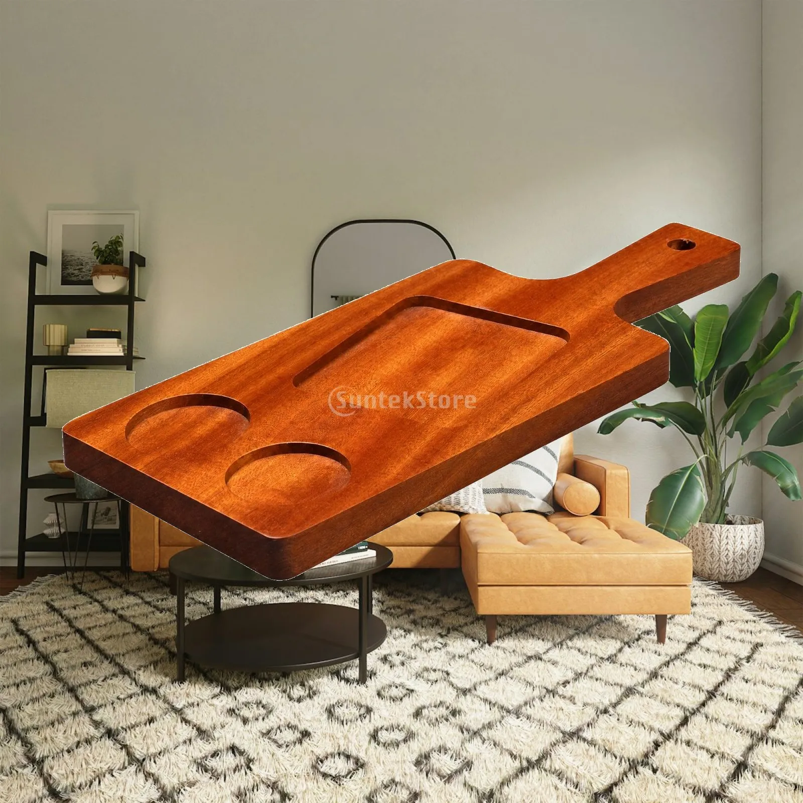 Decorative Wooden Serving Tray with Hanging Hole for Farmhouse Table Centerpiece and Party Buffet Service