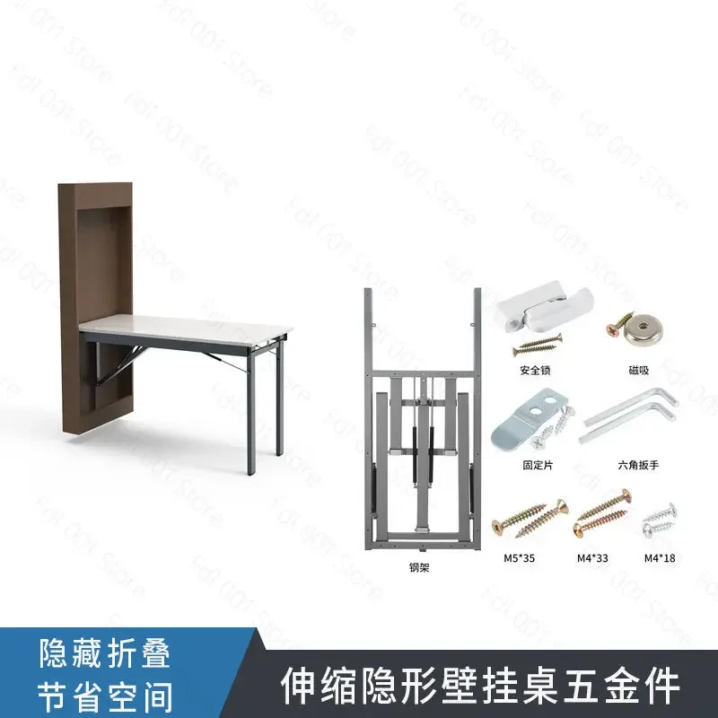 Household Wall Foldable Dining Table Hardware Accessories Small Apartment Rack Telescopic Multi-function Invisible Hanging Table