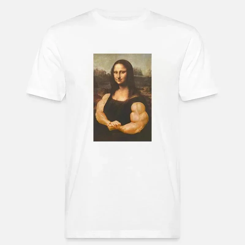 Plus Size New Arrival Mona Lisa Bodybuilding T-shirt Muscle Gym Mimics Funny Funny Drawing Casual Graphic T-shirt Camo Fashion