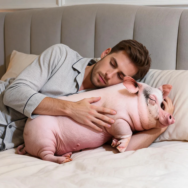 

40-70cm 3D Funny Realistic Animal Plush Pillow, Lifelike Sleeping Pig/Cat/Dog/Panda Stuffed Cushion Piggy Gift for Home Decor
