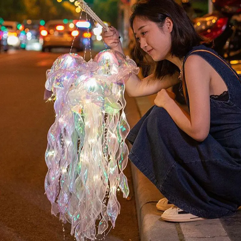 Color Jellyfish Lamp LED Lantern Bedroom Night Light Atmosphere Lamp Under The Sea Party Decor Girl Baby Shower Birthday Gifts