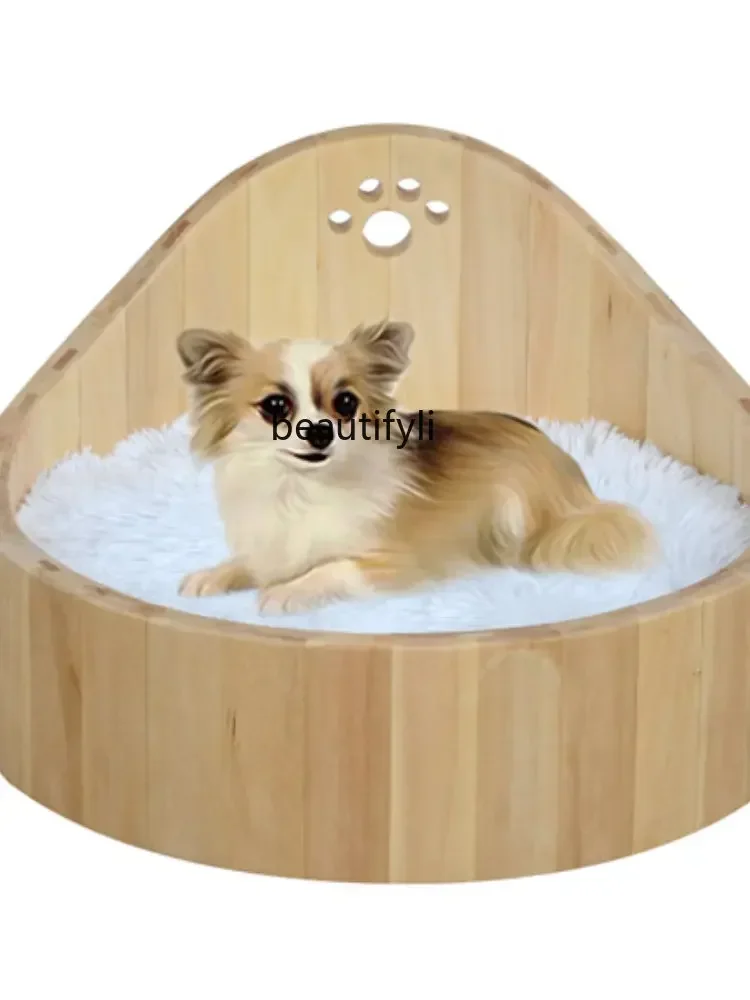 GG8*Solid Wood Soft Plush Sleeping Bag Pet Bed Furniture Four Seasons Universal Kennel