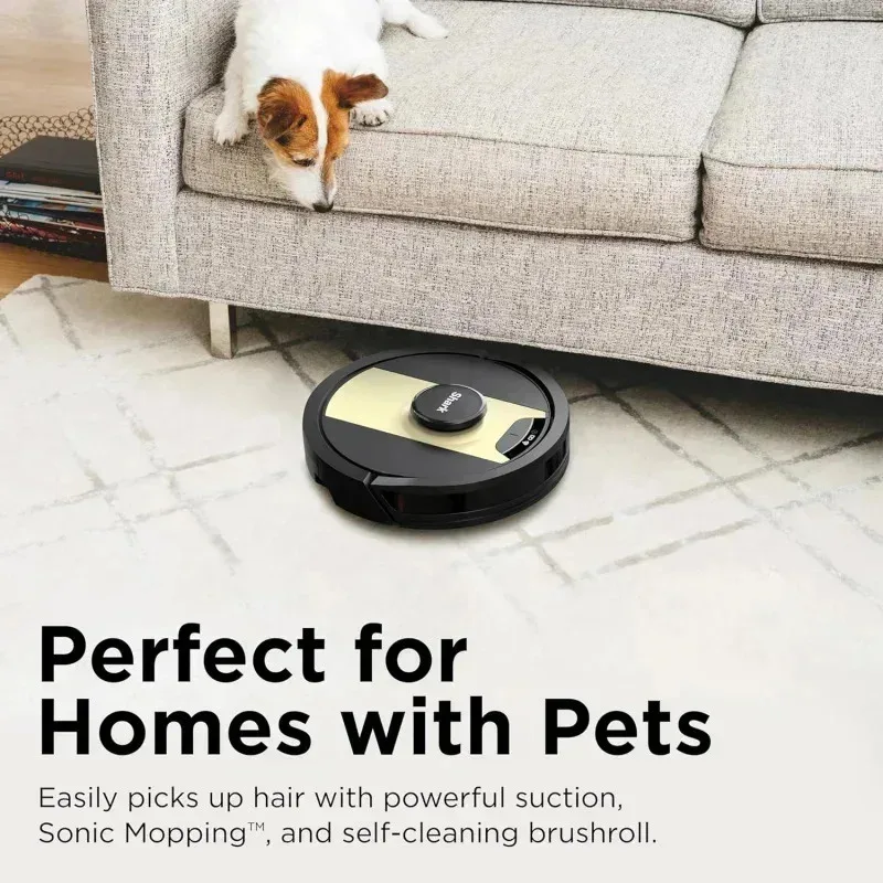 مكنسة كهربائية وممسحة روبوت PMD4-Shark RV2410WD IQ 2 في 1 مع تنظيف من الصف، مثالية متوافقة مع Alexa، بدون قاعدة ذاتية فارغة،