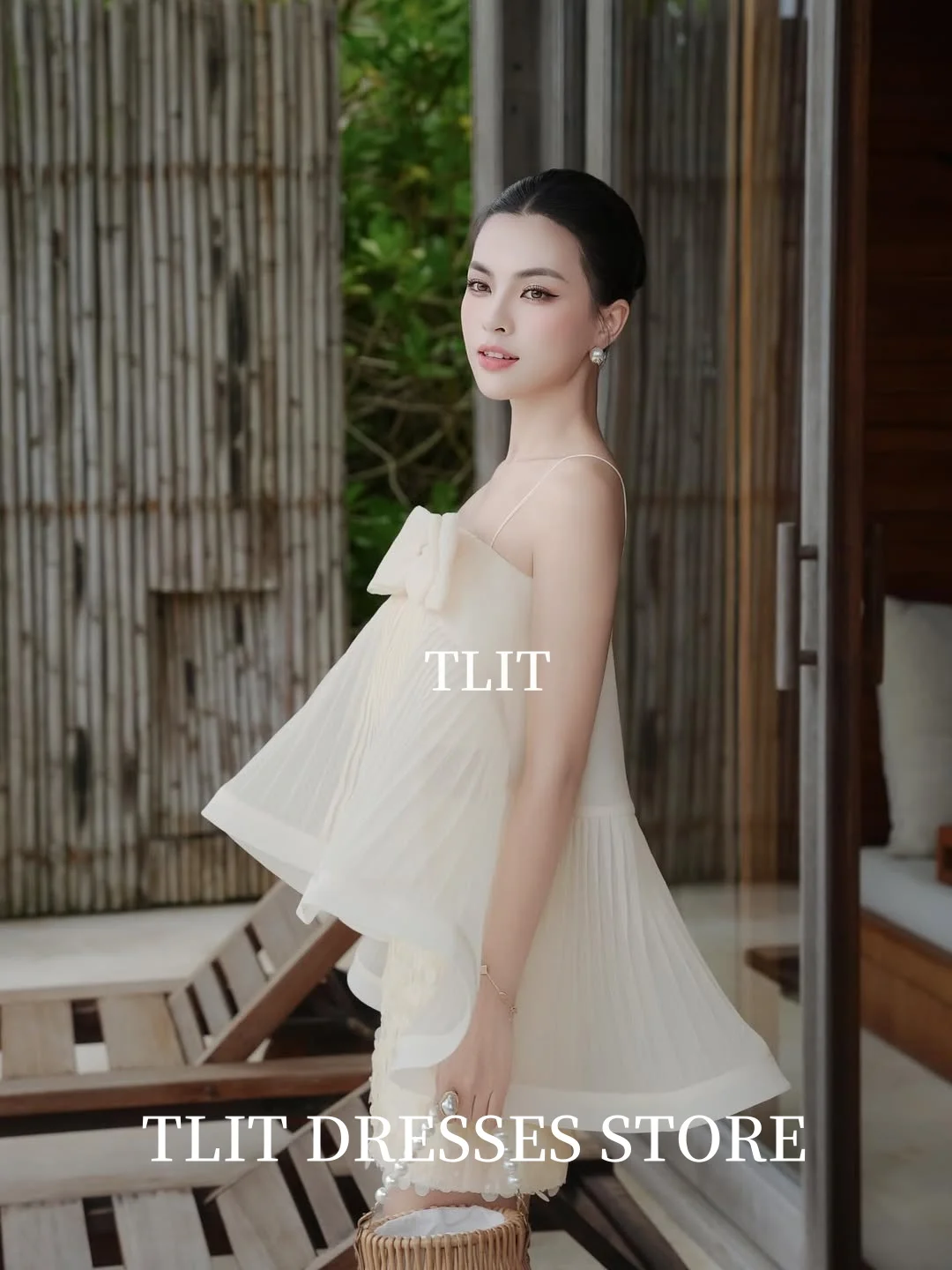 TLIT Fee Zijde Organza Tweedelige Avondjurken Strapless 3D Strik Cocktailjurken Lovertjes Korte Jurk Aangepaste Formele Partij