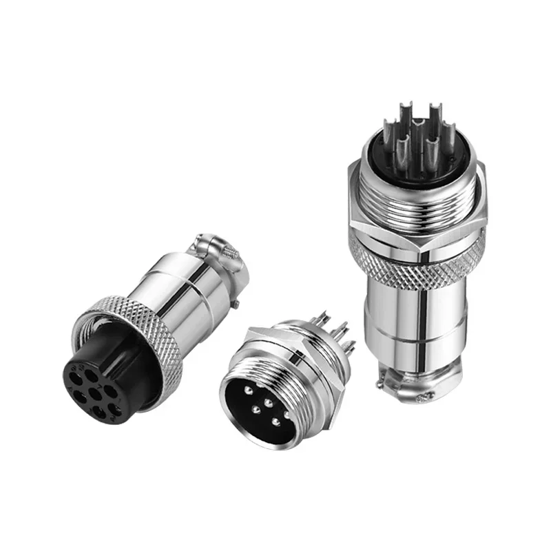 5Pcs GX12 Aviation Connector Plug Socket 2/3/4/5/6/7 Pin Male Female Panel Mount 12mm Circular Metal Wire Adapter Nut Type