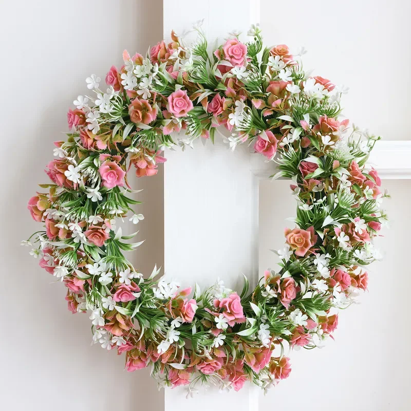 for Amazon Simulation Cherry Blossom Wreath Wedding Decor Door Hoop Spring Eucalyptus Holiday Home Decoration