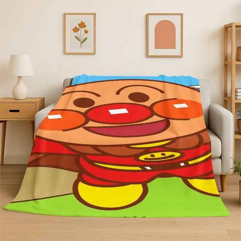 Retro Brave Anpanman Cartoon Flannel Blanket Soft Warm Throw Blanket for Bedroom Living Room Bed Travel office Picnic Fest Gift