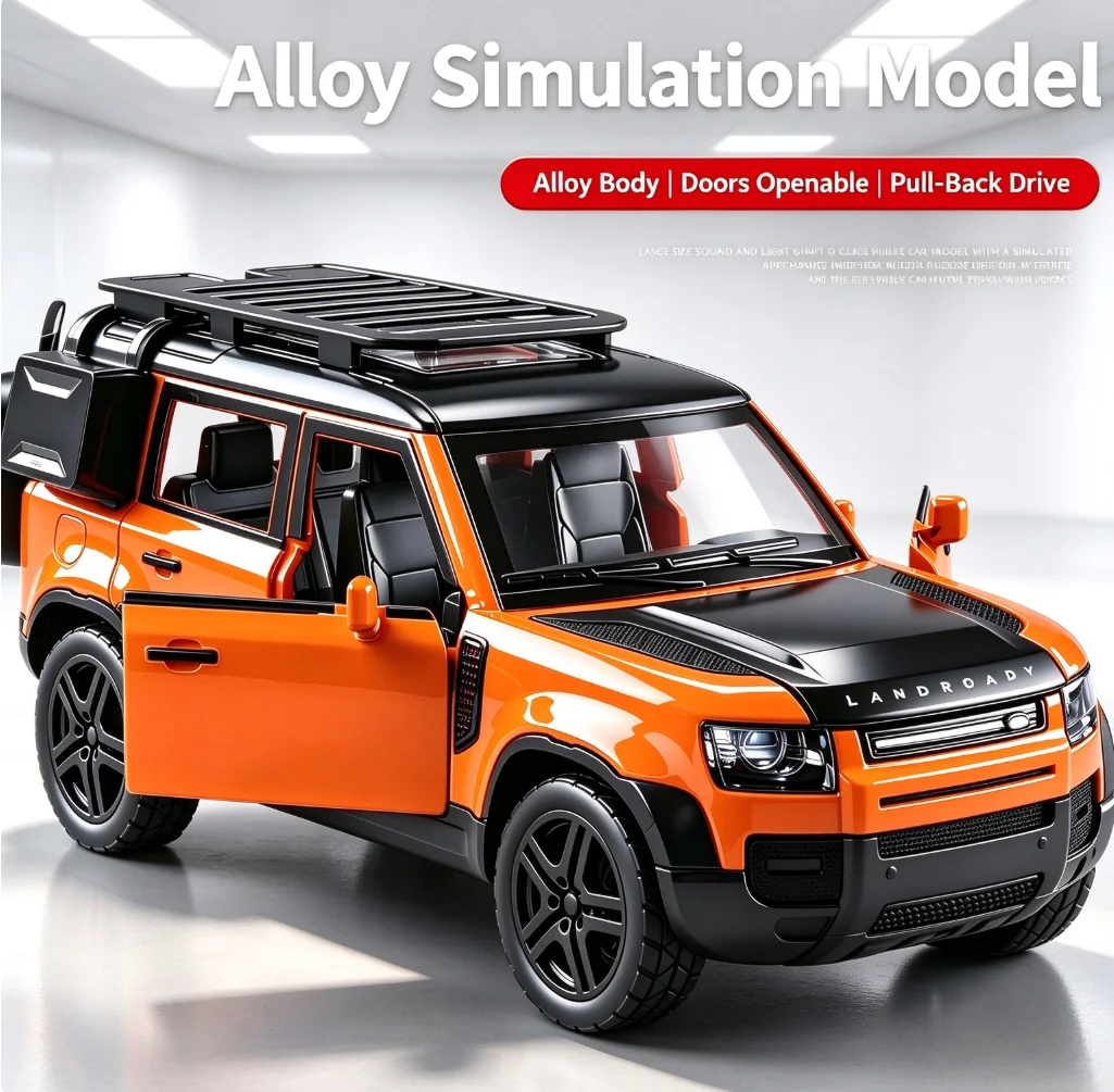 New 1:36 Trail Master Classic Offroad SUV Alloy Diecast Model Pull Back Openable Doors Hobby Car Ornament Birthday Gift