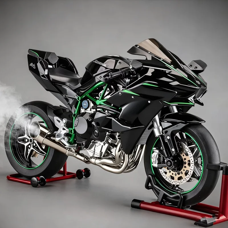キーコントロール1-9-h2-h2r合金レーシングバイクモデルダイキャストトラックスポーツバイクモデルサウンドライト付きスプレー機能搭載子供向けおもちゃギフト