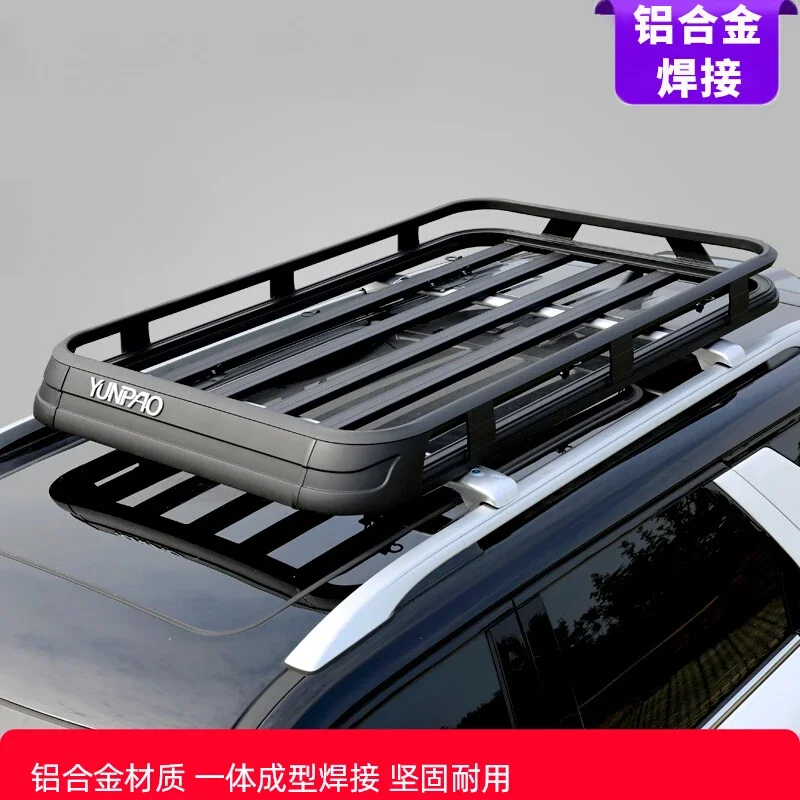 For Roof Luggage Frame Basket Black Universal Welded Aluminum Roof Frame Prado Outlander CRV Luggage Rack Frame