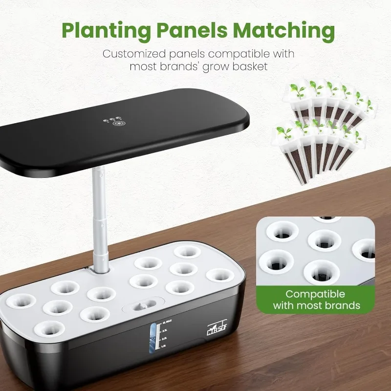 Indoor Garden Hydroponics Growing System 12 Pods, Indoor Herb Garden with LED Grow Light, Adjustable Height Up to 10.8inch
