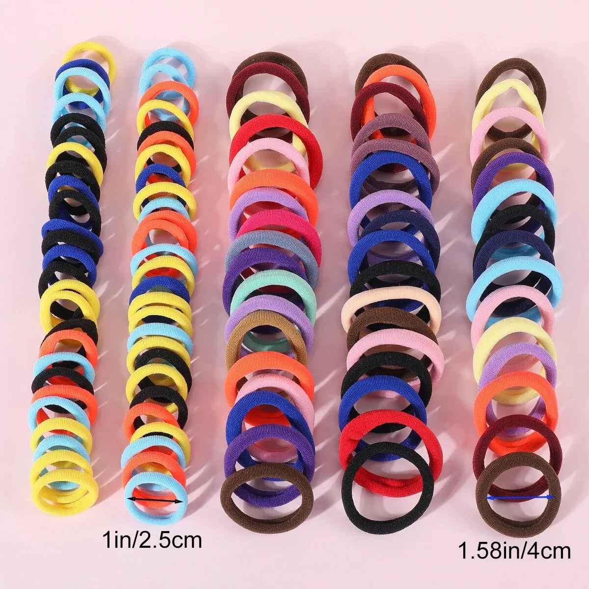 100Pcs Girls Elastic Hair Bands 2.5CM 4CM Colorful Hair Ties Children Ponytail Holder Headband Scrunchies Girls Hair Accessories