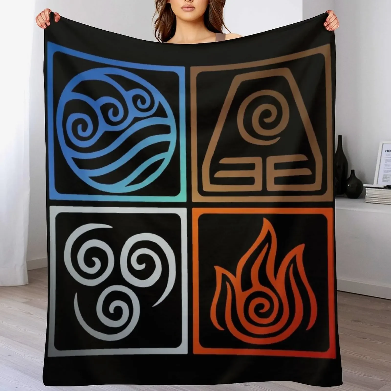 Avatar Four Elements--Gradient Colors Throw Blanket Hairy Fashion Sofas Blankets