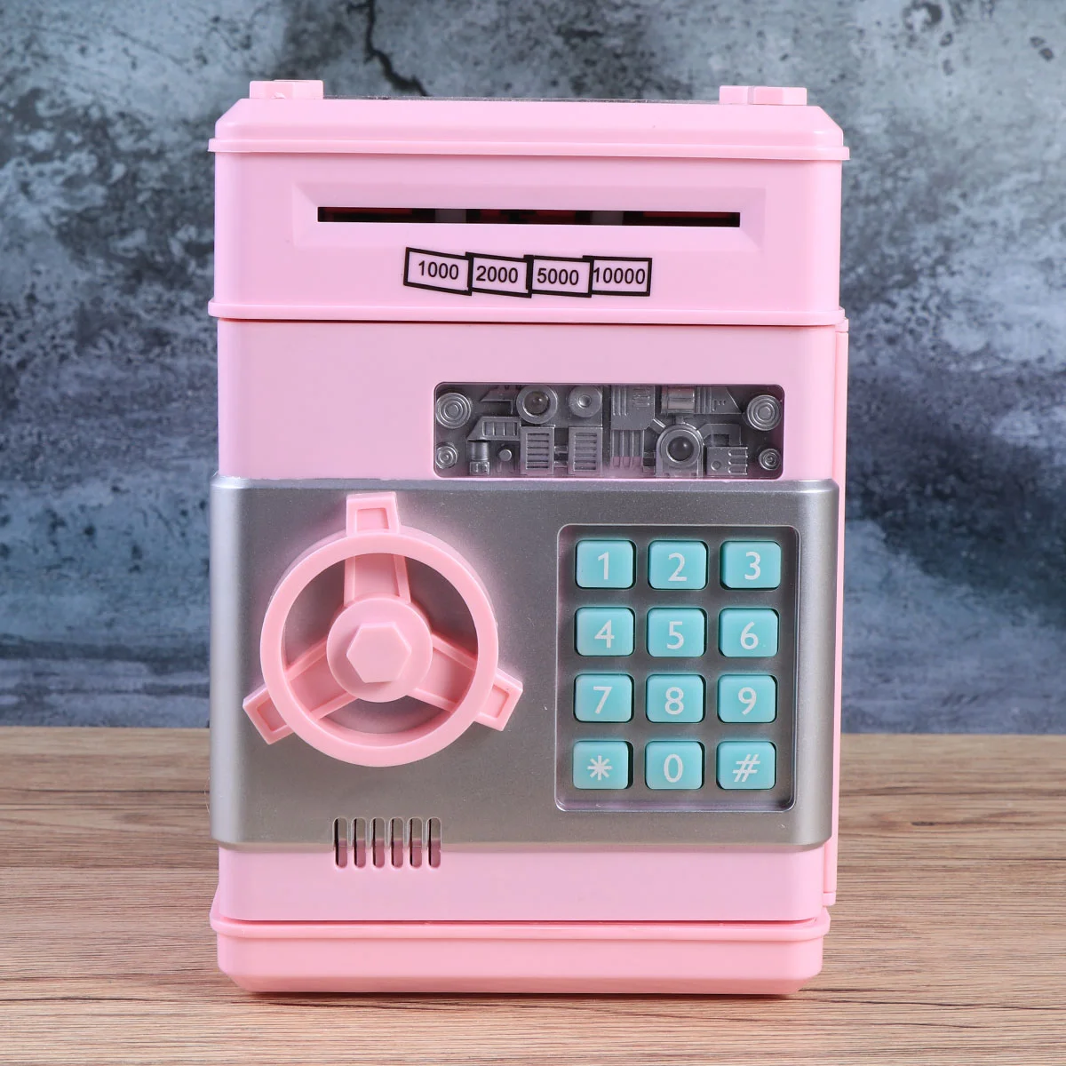 

Children's Money Saving Bank Deposit Box Intelligent Voice Mini Safe and for Kids with Pass Code (Pink, Button Color)