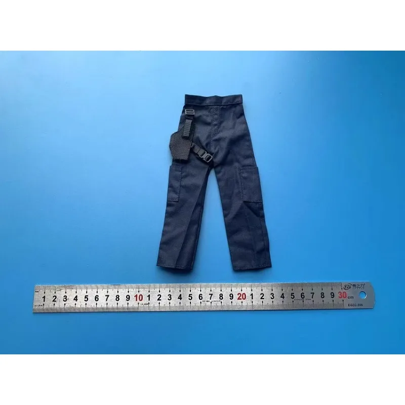 Pantaloni da tuta blu di tendenza in scala 1/6 con borsa per pistola, modello di vestiti per action figure da 12 pollici