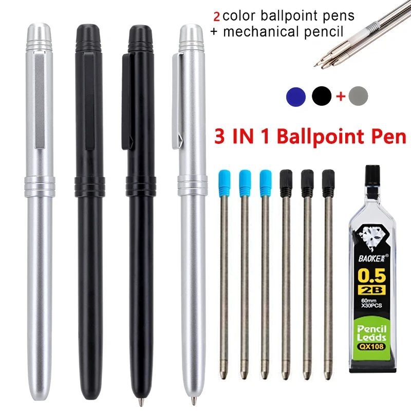 

8pcs/set Creative 3 In 1 Multifunctional Ballpoint Pens Set, 1.0mm Pen Refill and 0.5mm Automatic Pencil School Writing Supplies