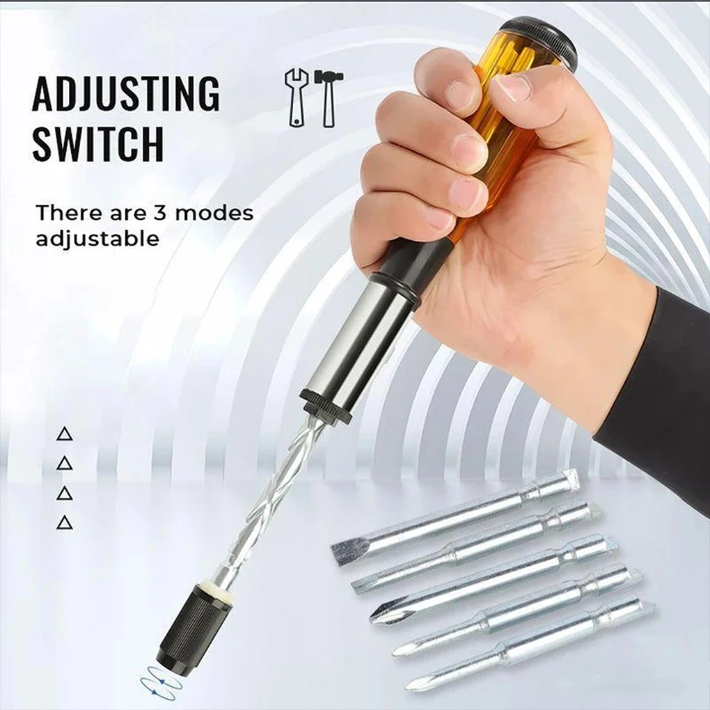 

Semi-Automatic Push Pull Ratchet Screwdriver Set 6 in 1 Screw Driver Bit Twist Drill Bits Manual Hole Punch Tools