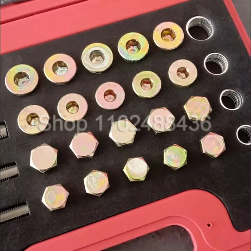 

64Pcs Oil Pan Thread Repair Kit Sump Gearbox Drain Plug Tool Set Oil Pan Drain Plug Thread Repair Replace Tool For Car