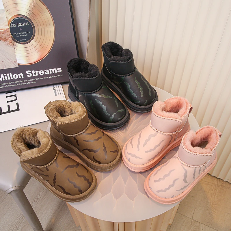 

Winter Kids Faux Fur Boots Thick Warm Plush Snow Shoes Korean Style Versatile Internet Celebrity Design 2025