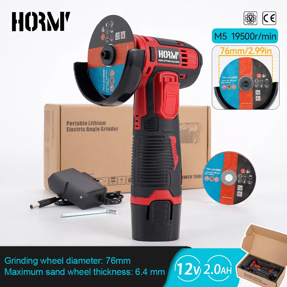 

Hormy 12V 19500RPM Angle Grinder Mini Polishing Grinding Machine Lithium Battery Grinder For Cutting Diamond Cordless Power Tool