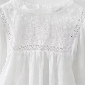 7 Hauptverkaufsbluse Stickerei Weiß - №6