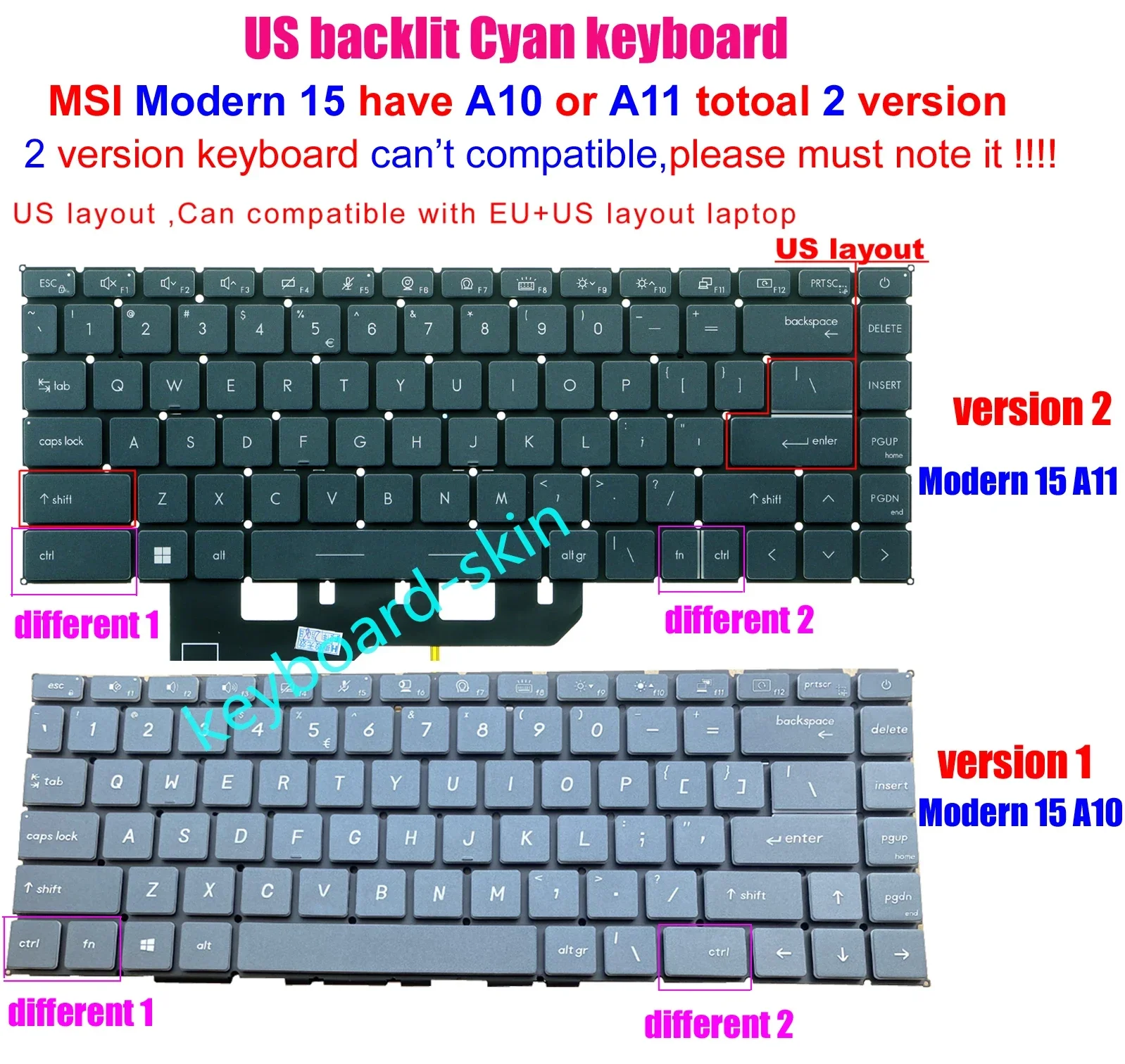 Новая клавиатура с подсветкой в США для ноутбука MSI Modern 15 A10 A10M A10SC A10RB MS-1551 Modern 15 A11 A11M A11MU A11SB MS-1552