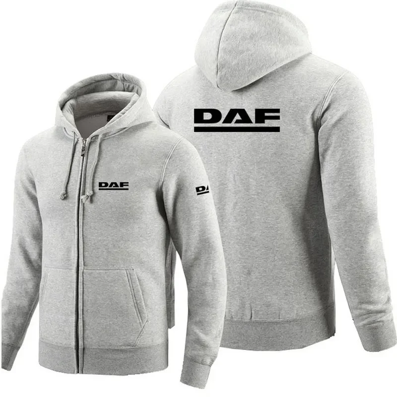 2023 NEW DAF logo zipper Sweatshirt Men Zipper Hoodies Autumn Hoodie Winter Long Fashion Casual Clothes