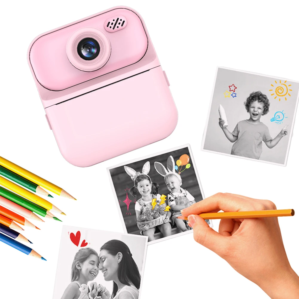 Câmera Instantânea Digital com Vídeo, Câmera Digital Portátil de 2.4 Polegadas, Recarregável via USB, Presentes de Aniversário para Meninas e Meninos