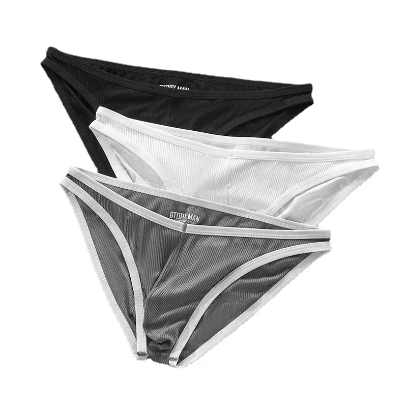 3Pack Mens Underwear Sexy Briefs Single-layer U Convex Pouch Breathable Moisture Wicking Underpants for Men