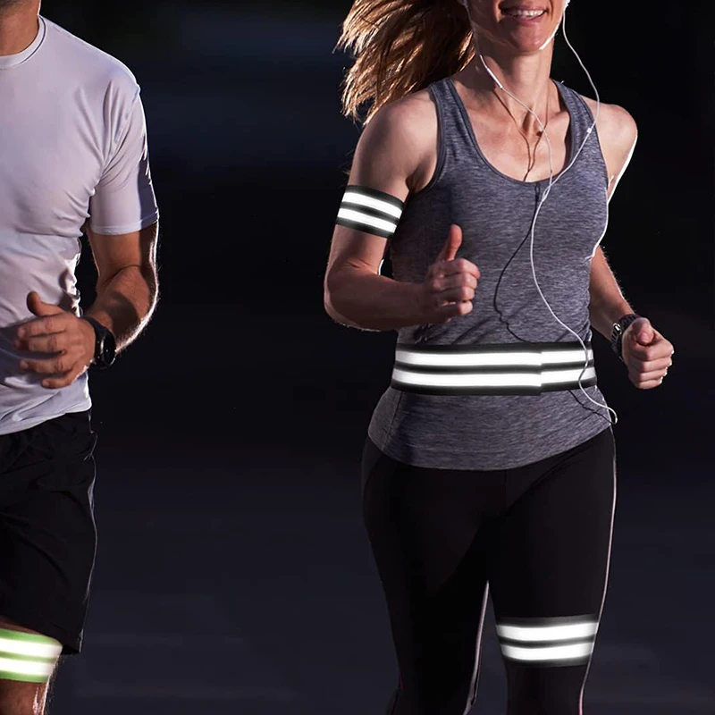 أربطة عاكسة، حزام معصم عاكس، أشرطة شريط عاكسة للسلامة، للمعصم، الذراع، الكاحل، الساق، المشي الليلي، ركوب الدراجات.