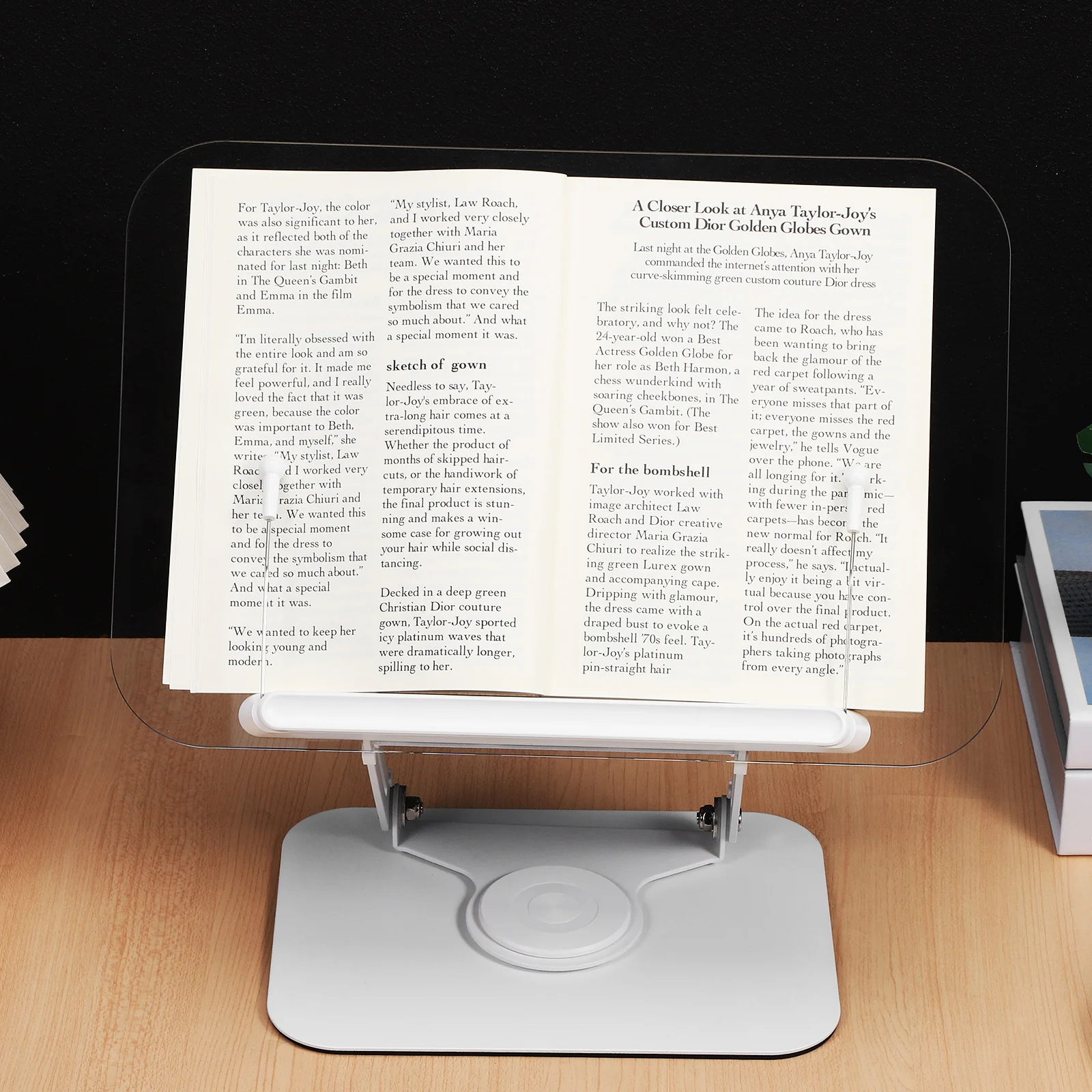 1pcs Rotating Reading Stand Adjustable Height Clear Book Holder For Hands-Free Reading Writing Display Laptop Tablet Stand