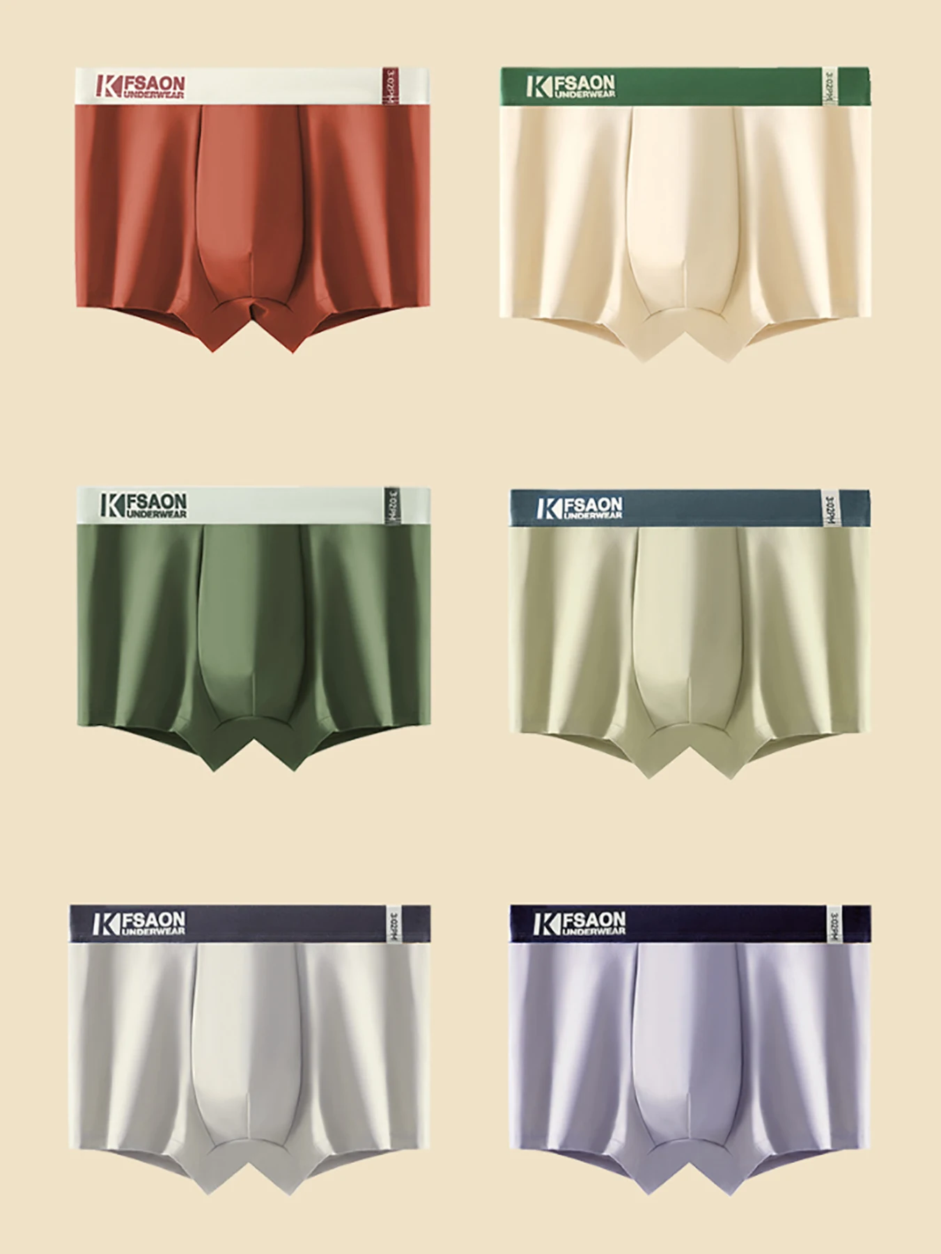 

6 PCS 6-color comfortable underwear set Stretch-fitting style Daily versatile men's straight-leg underwear