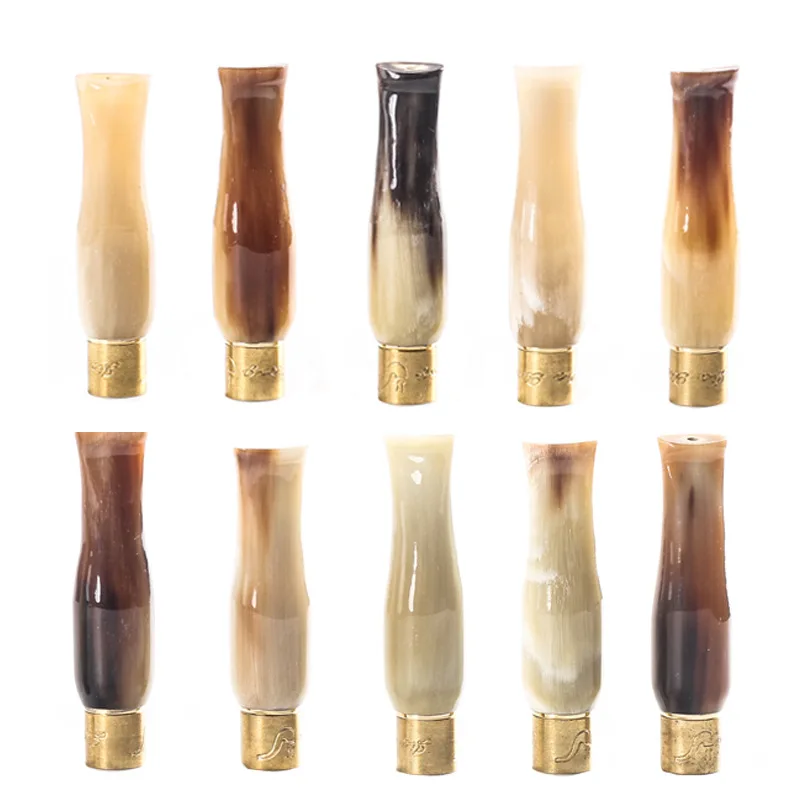

Natural Cow Horn Cigarette Nozzle Filter Portable Cigarette Pipes Washable Microfiler Mouthpiece Smoking Accessories