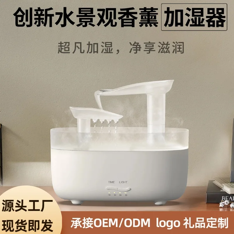 -Border New Arrival Flame Aroma Diffuser USBHousehold Bedroom Small Mute Humidifying Simulation Raindrop Humidifier