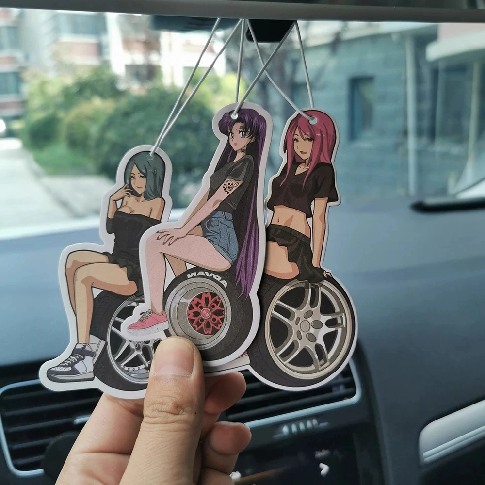 Car Air Freshener Sex Girl Hanging Rearview Mirror Perfume Flavoring Turbo Brake Disc Shock Absorber Solid Paper JDM Accessories