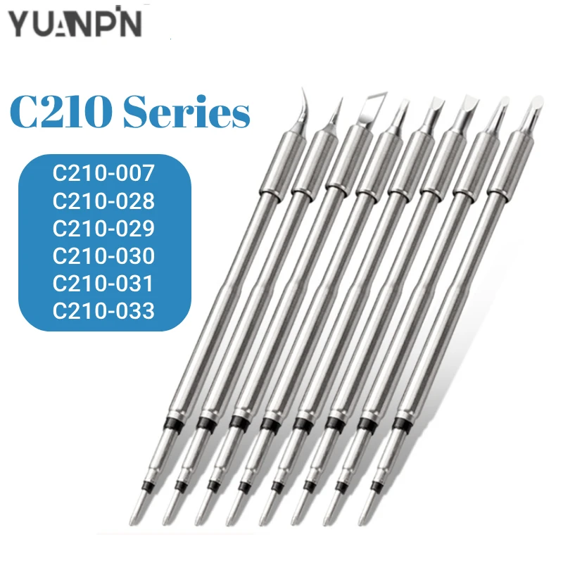 YUANPIN C210029/030 Series Soldering Iron Tips Quick Heating Lead-Free Welding Tip Universal T210-A Handle Repair Tool