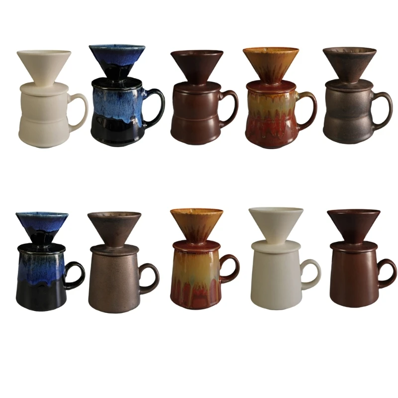 Stylish Ceramic V 60 Pouring Over Coffee Set 460ml Home Brewing Coffee Set Produced For Even And Easy Cleaning