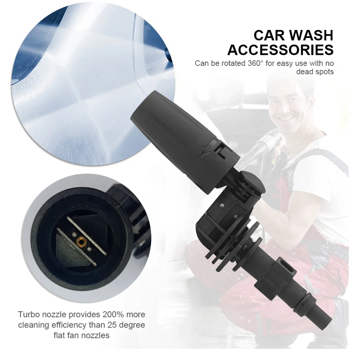 High Pressure Water Gun 360° Degree Rotating Nozzle Can Be Fanned or Straight Water Jet for Karcher for Washing Car