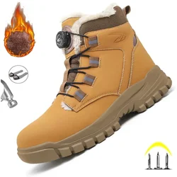 Novo 2024 moda inverno quente botas de trabalho para homens à prova dwaterproof água aço toe boné segurança sapatos de trabalho tênis calçados masculinos