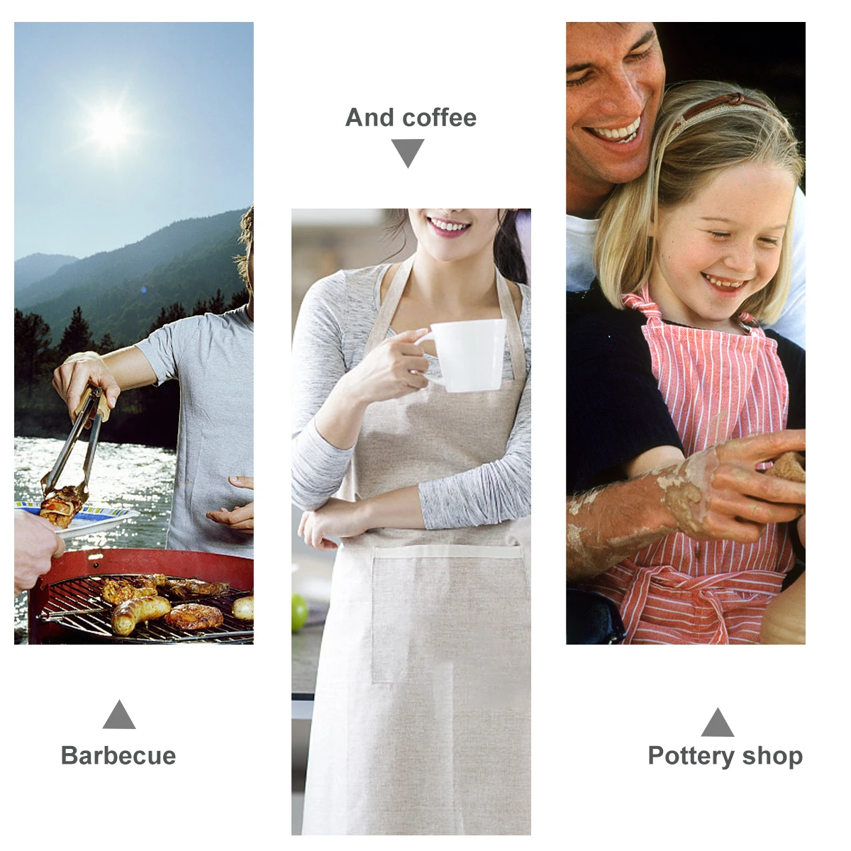 

Waterproof Kitchen Apron Unisex Smock Professional Adjustable Waist Large Pockets Easy Clean Oilproof Polyester