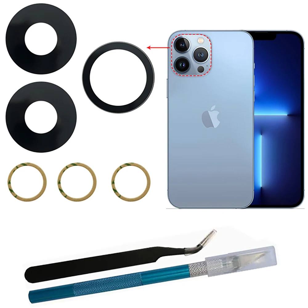 

For Apple iPhone X XS Max XR Rear Glass Back Camera Lens And 3M Adhesive For iPhone 11 12 13 Mini Pro Max With Repair Tool